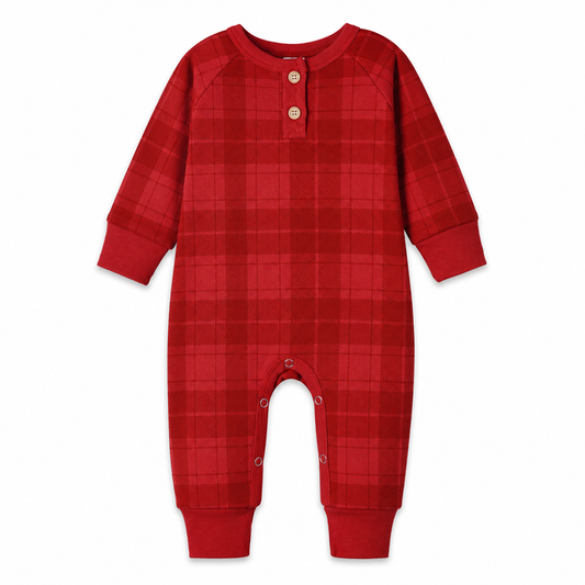 Plaid Baby Boy Henley Romper