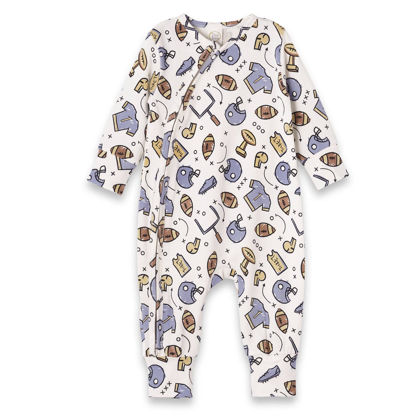 Football Baby Zipper Romper – Soft Bamboo Game Day Style