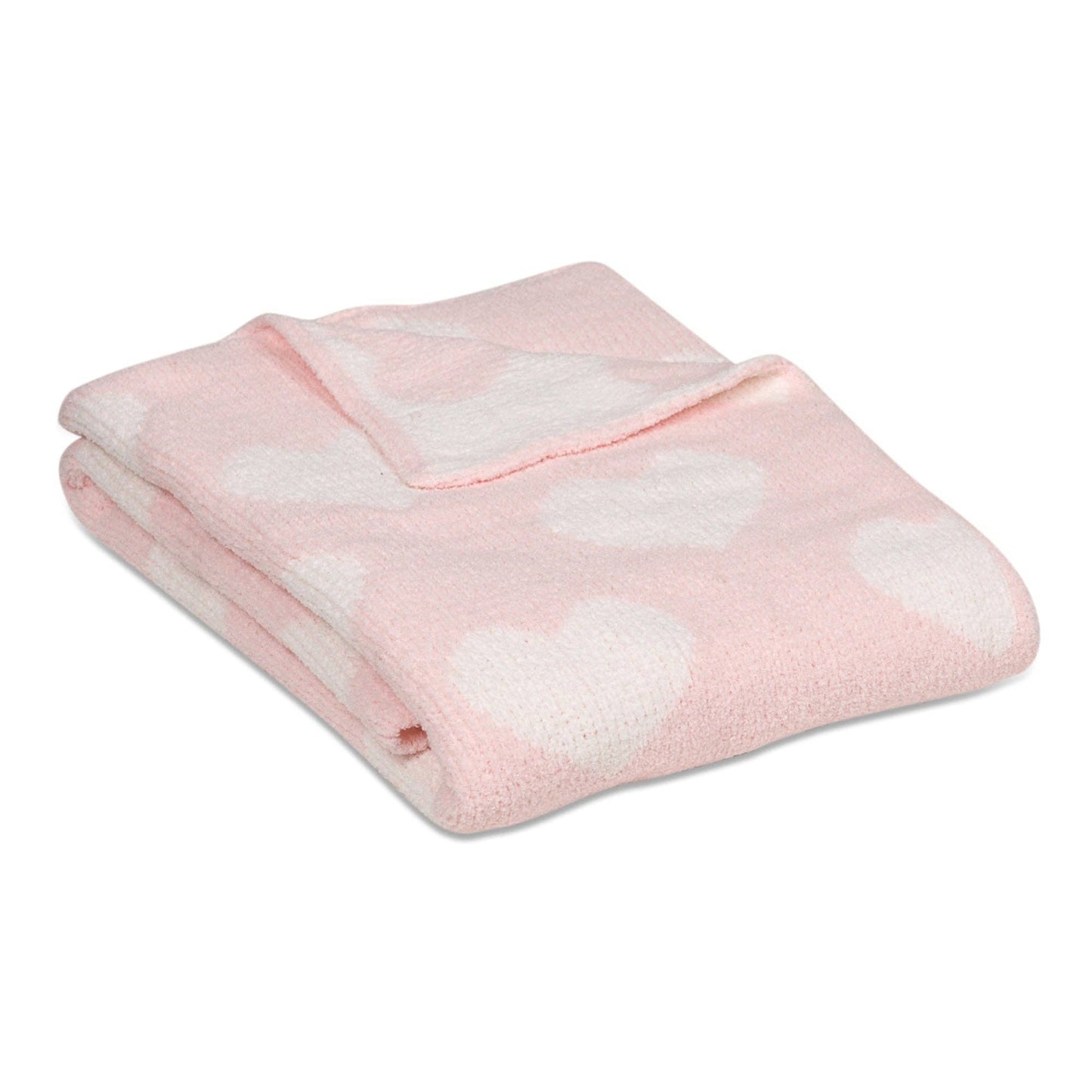 Pink Hearts Chenille Baby Blanket