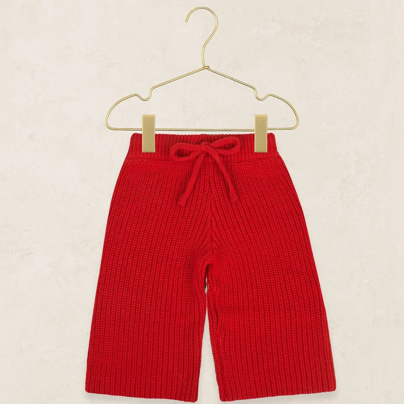 Knit Chunky Wide Leg Pant - Red