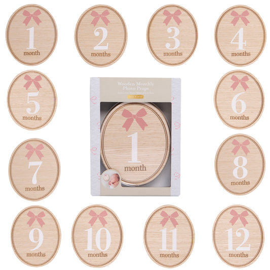 Bows Wooden Baby Milestone Props