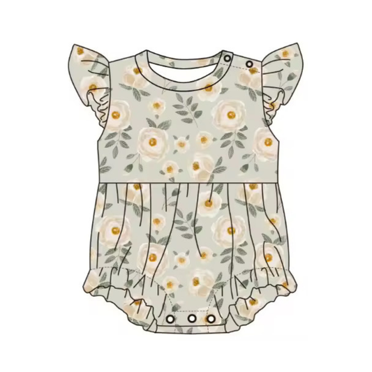 Bamboo Ruffle Bubble Romper - Magnolia