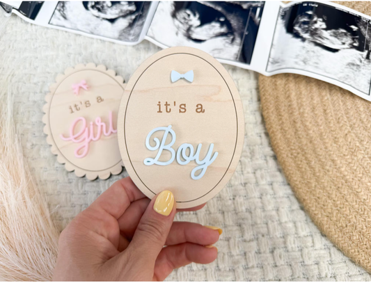 Baby Gender Reveal Wood Sign (Boy)