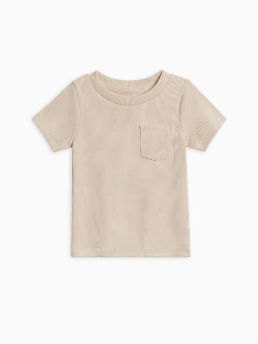 Lou Ribbed Short Sleeve Pocket Tee (Oat)