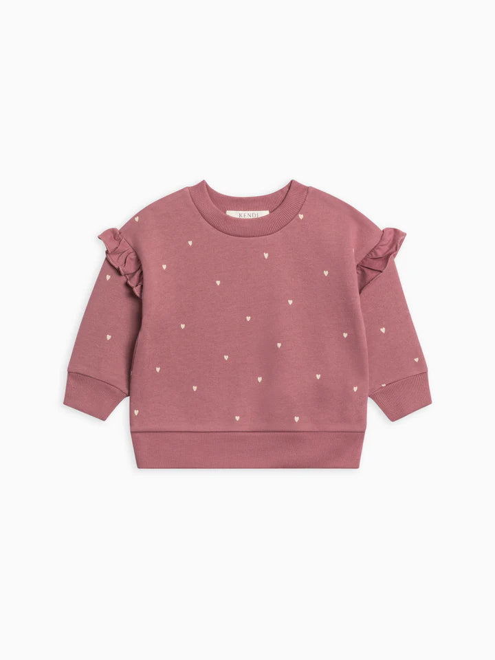 Abbey Fleece Ruffle Sleeve Pullover Sweatshirt