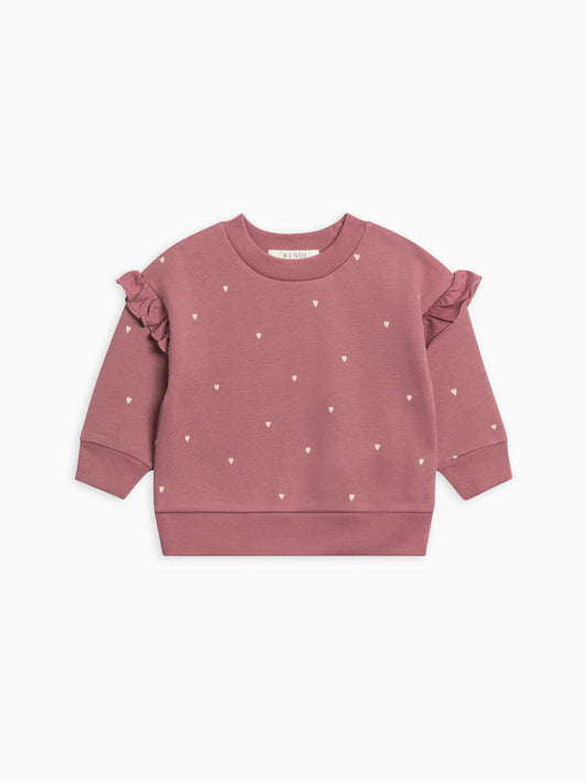 Abbey Fleece Ruffle Sleeve Pullover Sweatshirt