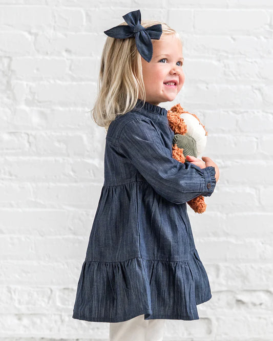 Tula Chambray Ruffle Shirt Dress