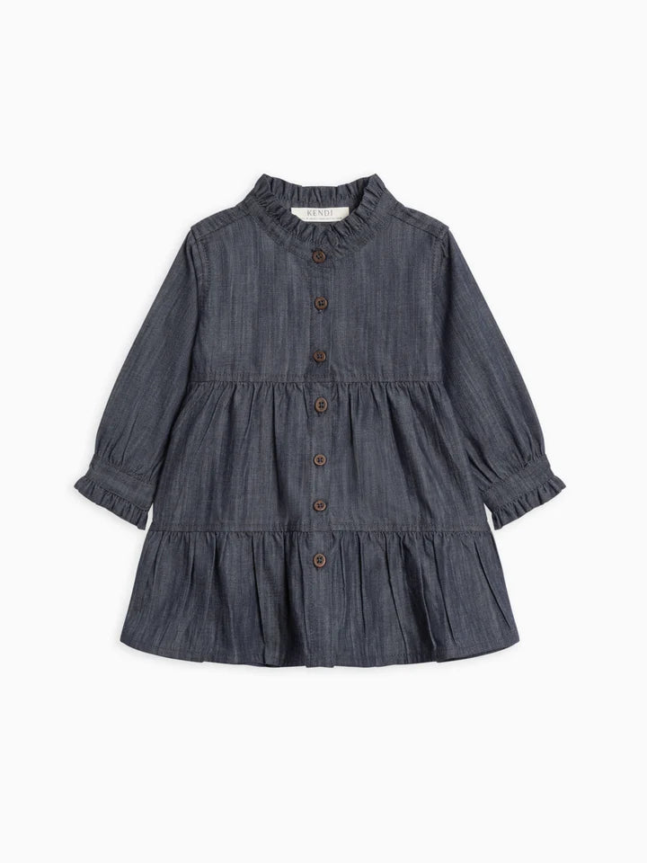 Tula Chambray Ruffle Shirt Dress