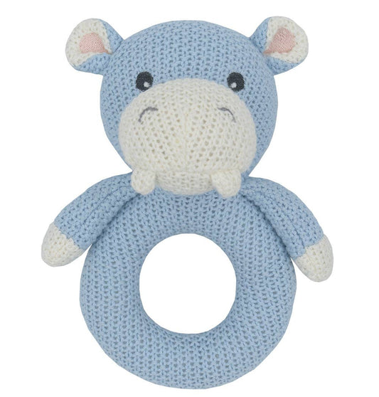 Henry Hippo Whimsical Cotton Knit Baby Rattle