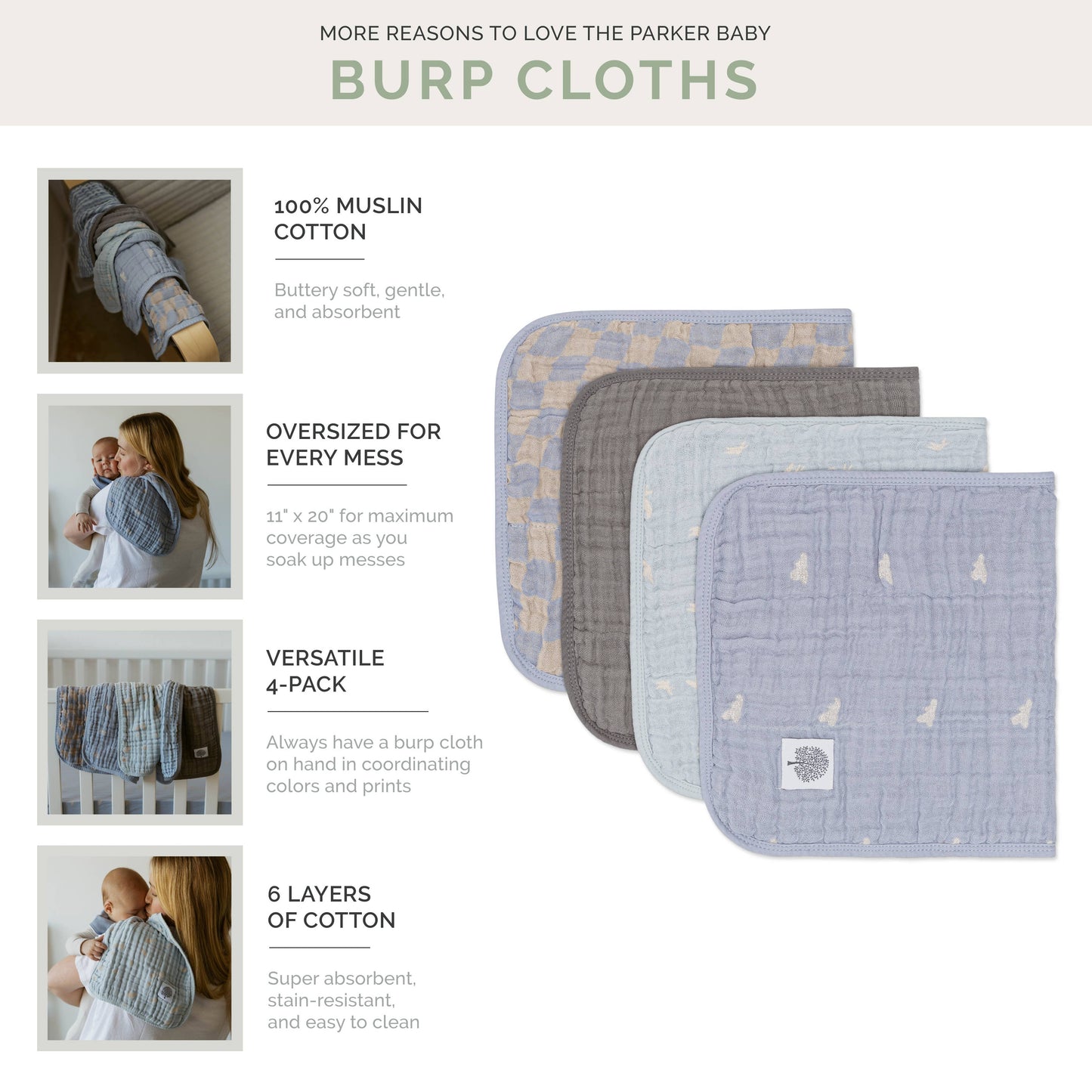 Cloud Set - Muslin Burp Cloths (4 Pack)