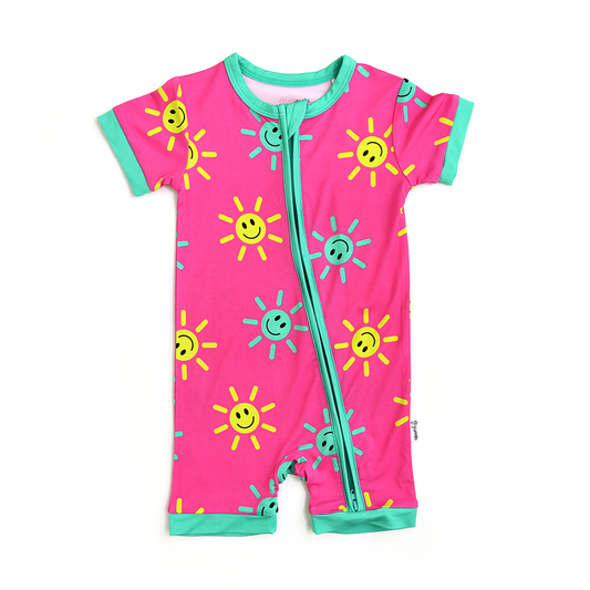 Brittany Smiley Shorty Zip Bamboo Sleepies Little Outfit