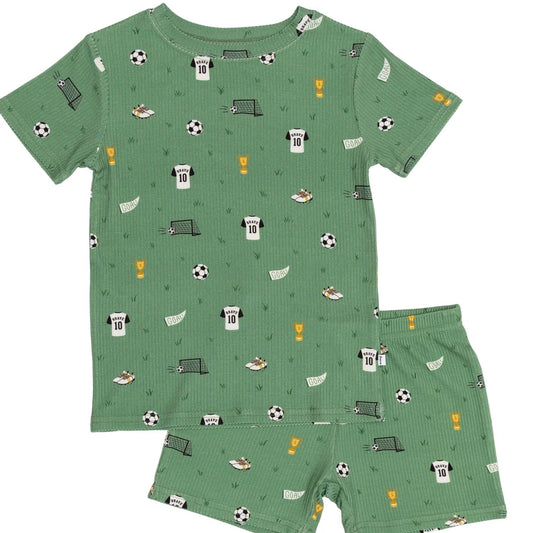 Soccer Small Ribbed Shorts Two-Piece Set