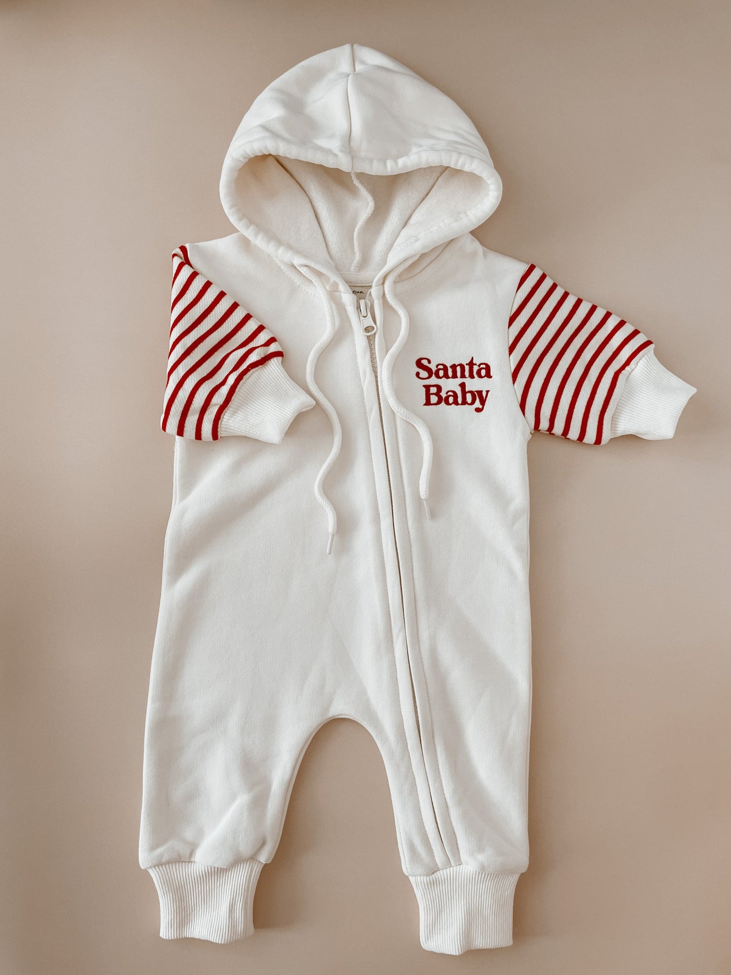 Santa Baby Hoodie Zip Romper