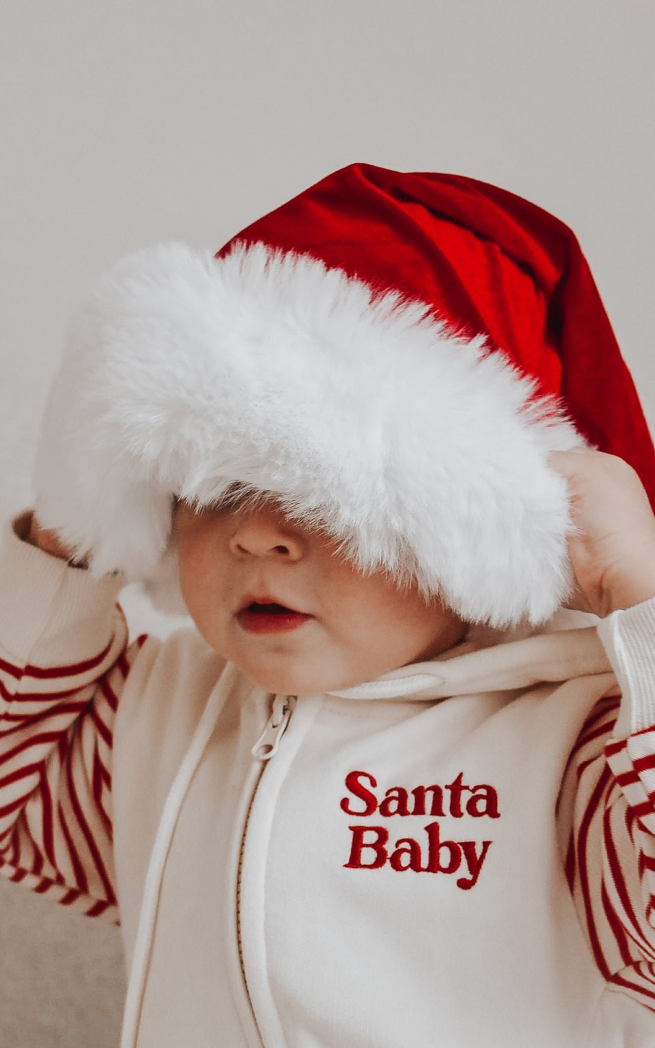 Santa Baby Hoodie Zip Romper