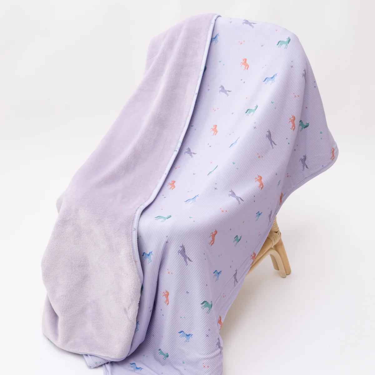 Purple Unicorns Small Ribbed Toddler Blanket