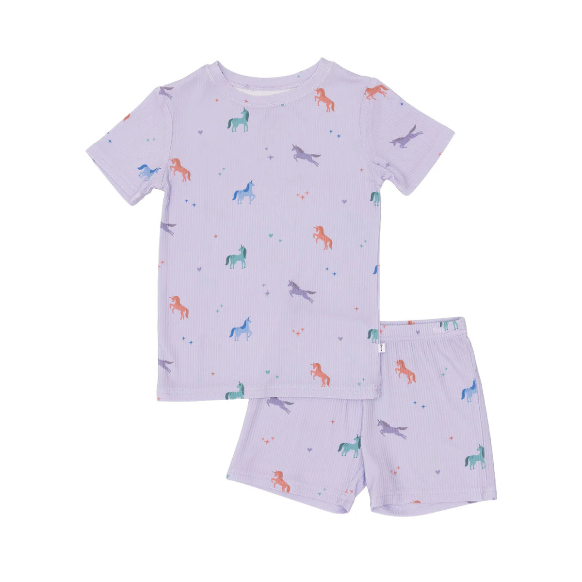 Purple Unicorn Small Ribbed Shorts Two-Piece Set