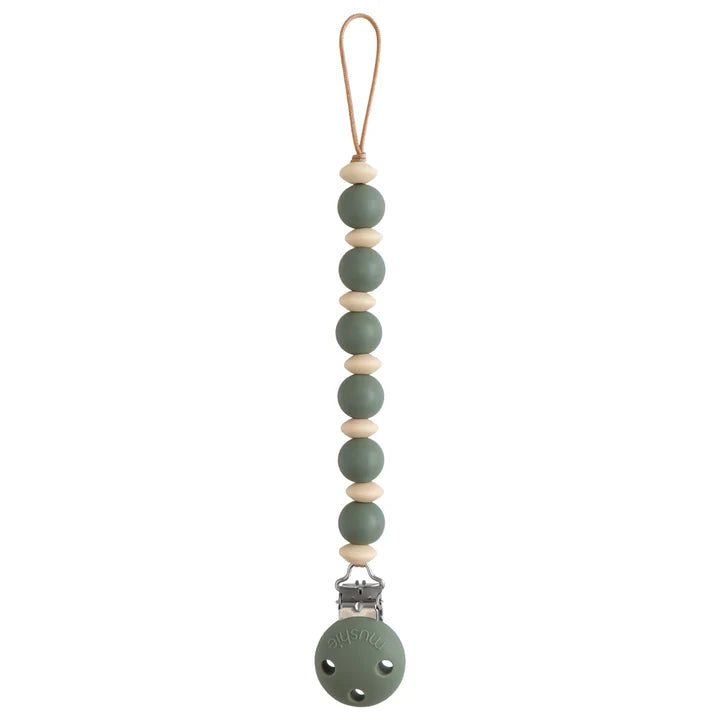 Luna Silicone Pacifier Clip Thyme