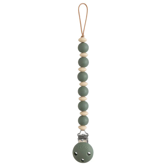 Luna Silicone Pacifier Clip Thyme
