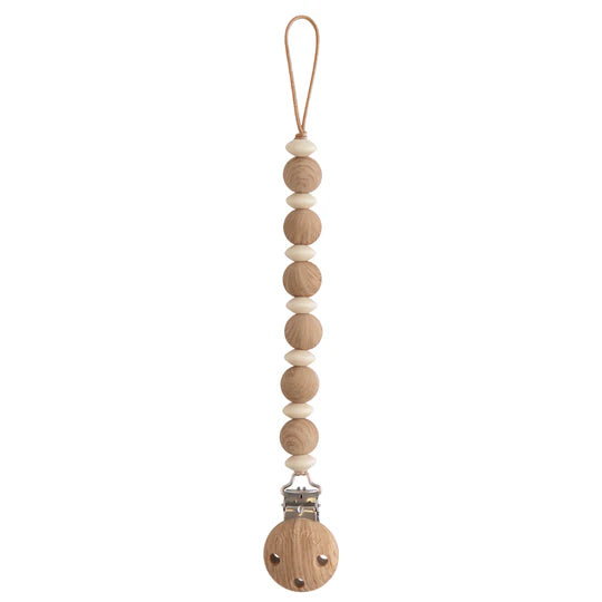 Luna Silicone Pacifier Clip Faux Wood