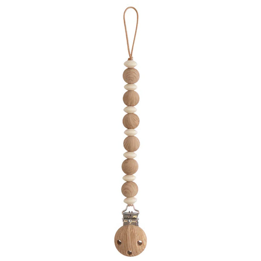 Luna Silicone Pacifier Clip Faux Wood