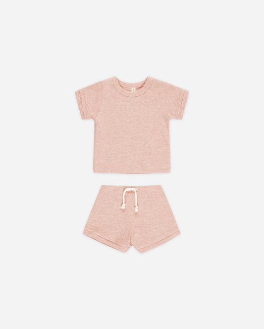 Ribbed Shortie Set Rose