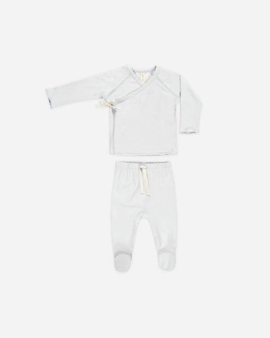 Wrap Top + Footed Pant Set Fog