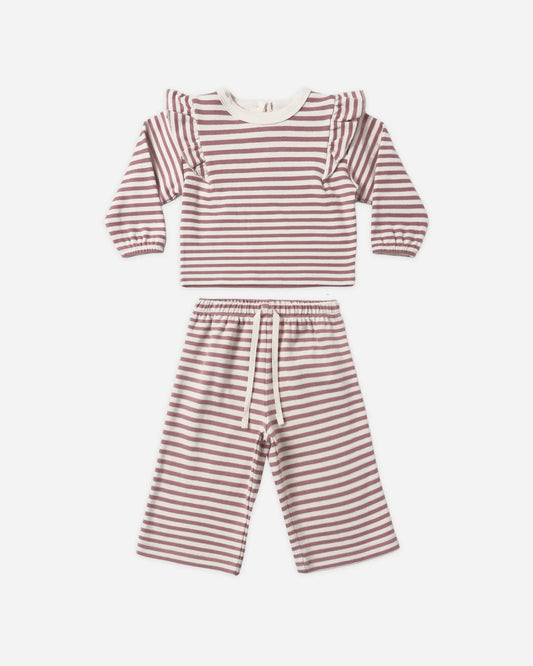 Ruffle Cozy Set Mulberry Stripe