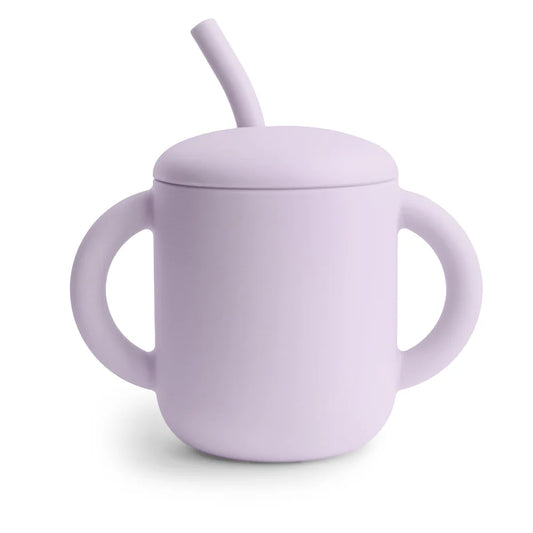 Silicone Training Cup + Straw Soft Lilac