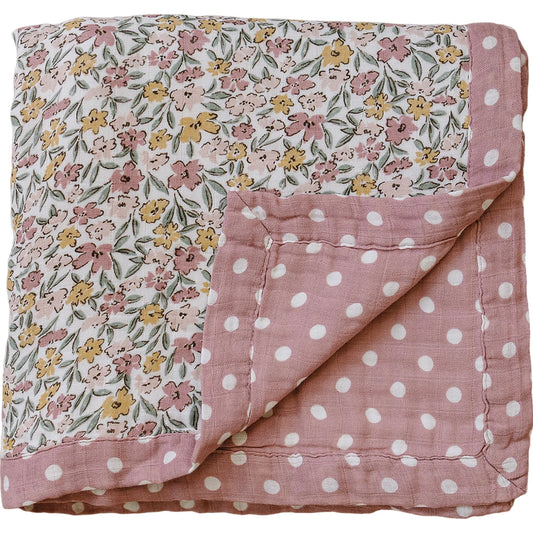 Sunny Petals + Pink Polka Dot Muslin Quilt