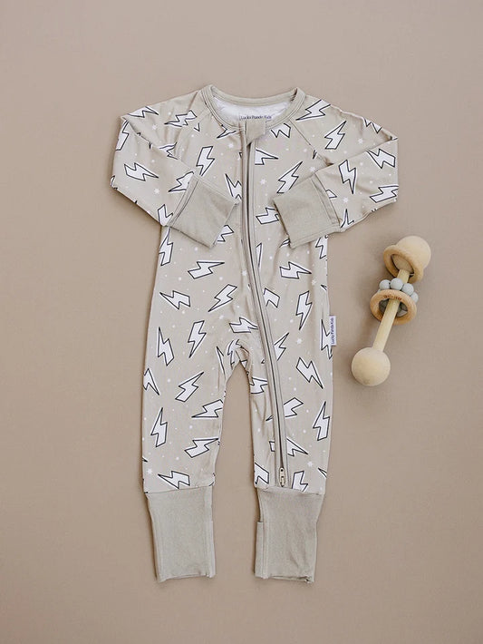 Latte Bolts Bamboo Zip Romper