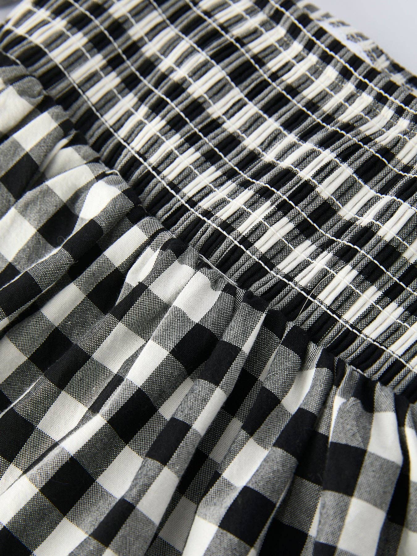 Plaid Girl Smocked Set Puff Sleeve Bloomer Set