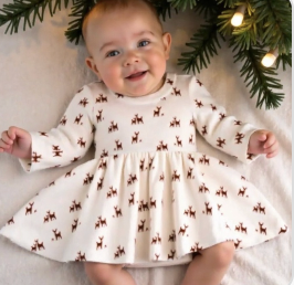 Long Sleeve Deer Twirl Dress