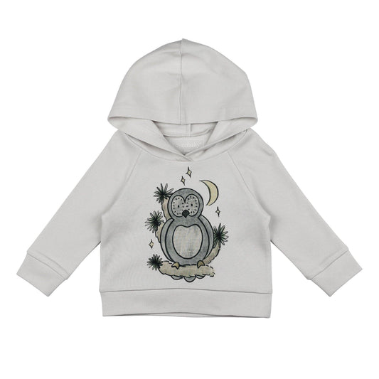 Kids' Organic Raglan Hoodie in Owl Hoo? Graphic