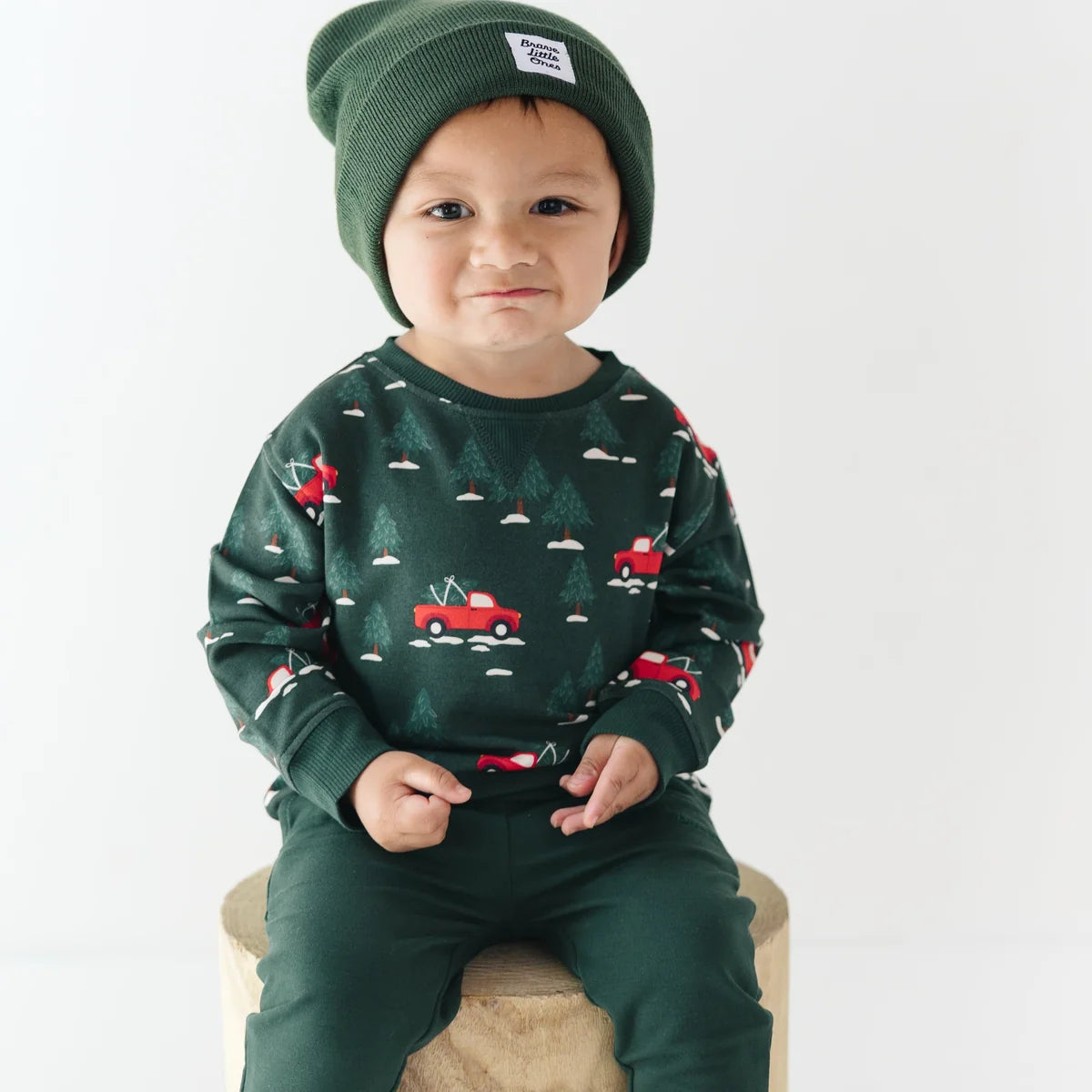 Red Chritsmas Truck Bamboo French Terry Pullover
