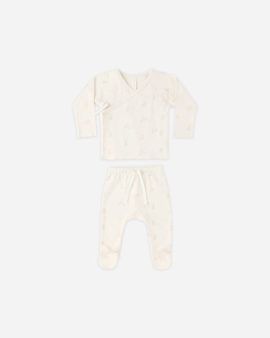 Wrap Top + Footed Pant Set Bunnies