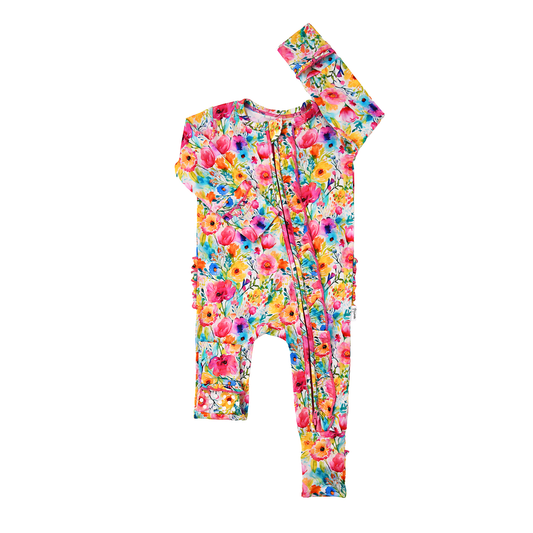 Ariana Ruffle Zip Footie