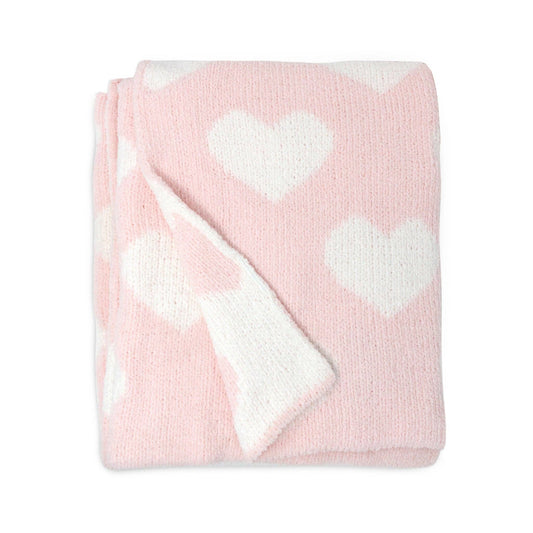 Pink Hearts Chenille Baby Blanket