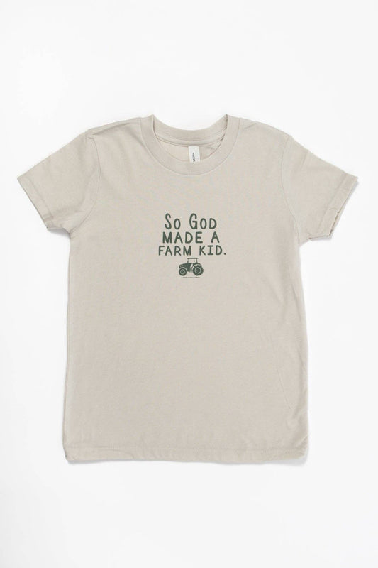 'So God Made a Farm Kid' Tractor Toddler/Youth Graphic Tee