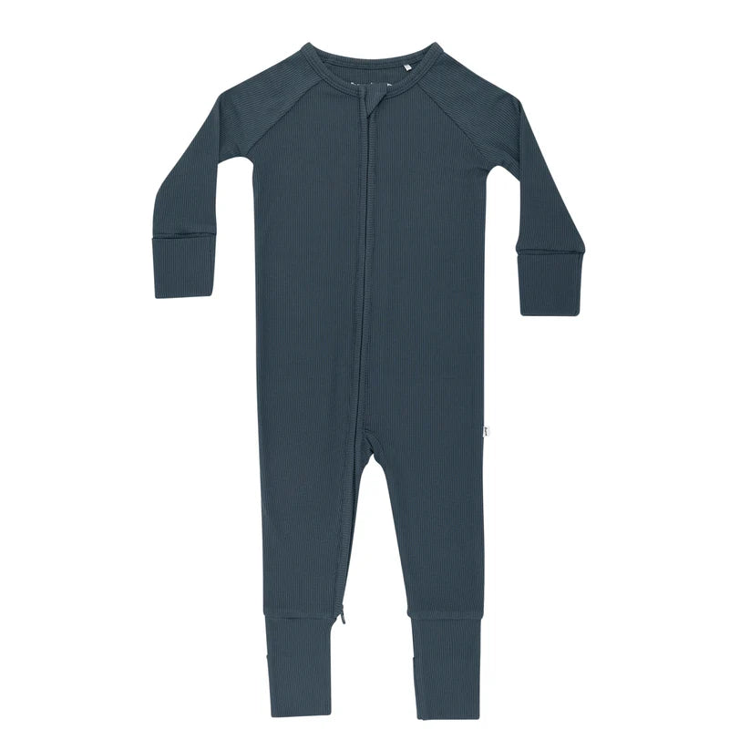 Dark Steel Small Ribbed Zip Romper