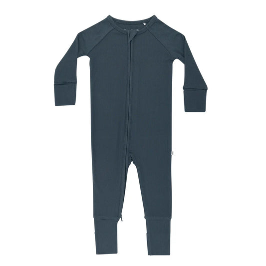 Dark Steel Small Ribbed Zip Romper