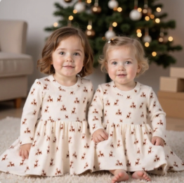 Long Sleeve Deer Twirl Dress