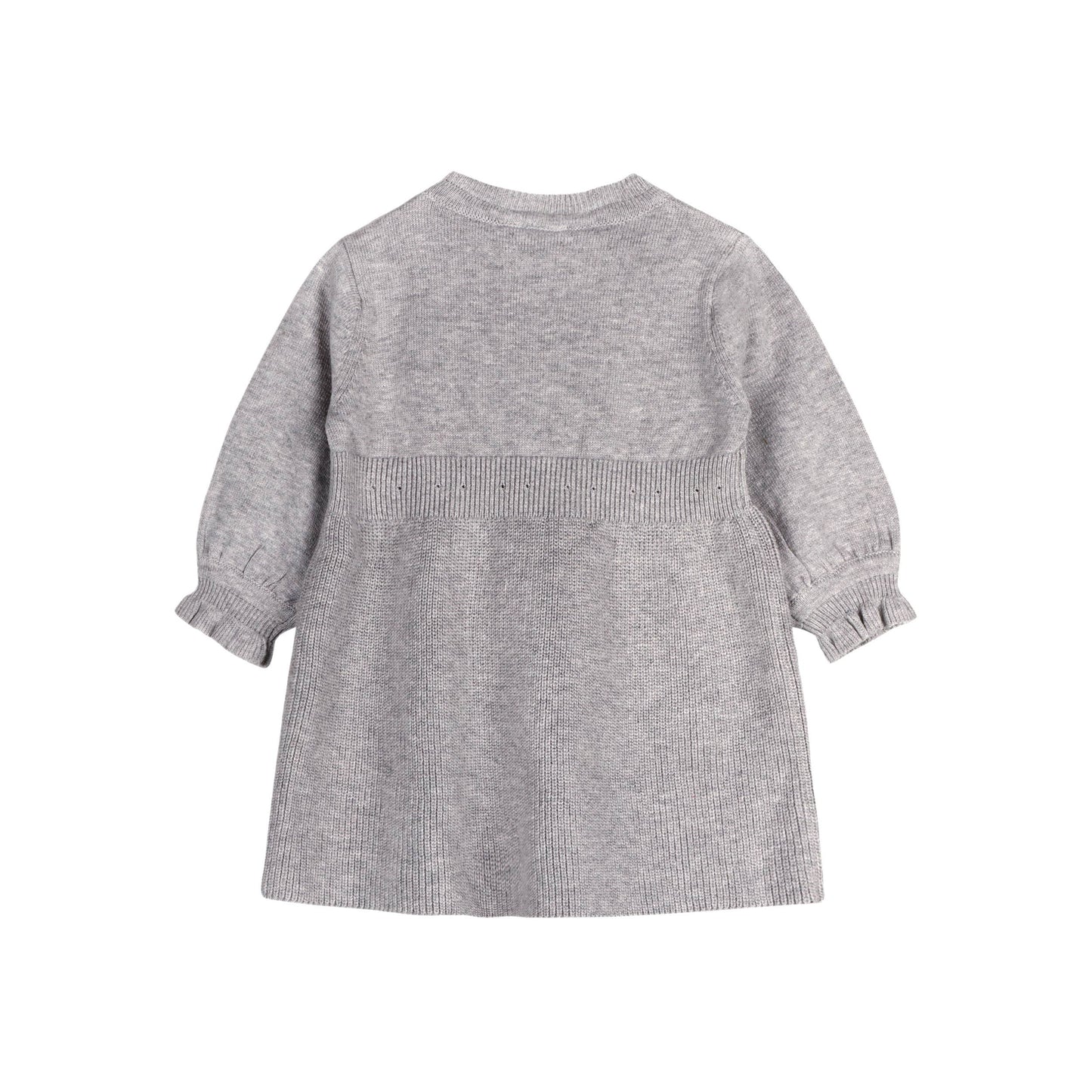 Emma Bow Balloon Sleeve Sweater Knit Baby Dress - Organic
