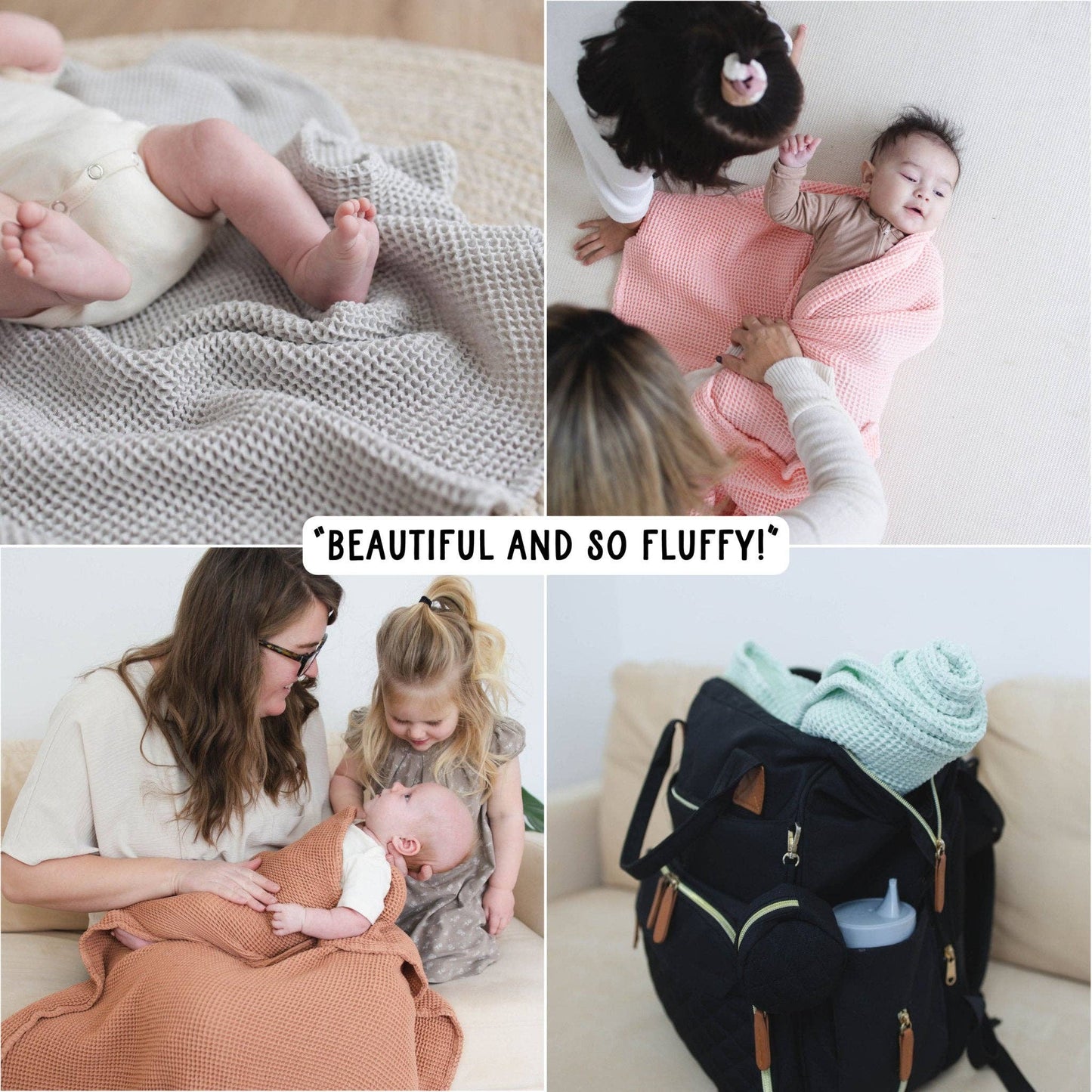 Cinnamon Waffle Bamboo Baby Blanket, 40"x40"- Soft Baby Swaddle Blanket Gender Neutral Baby Shower Gift