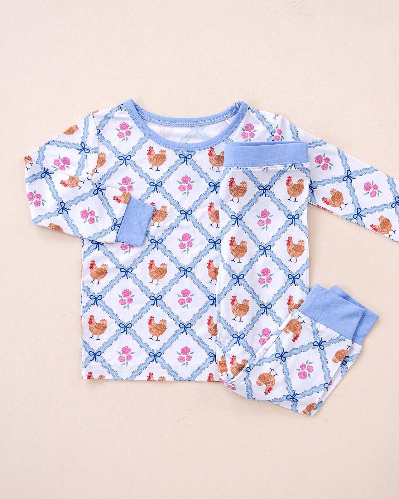 Chickens & Flowers Bamboo Two Piece Set
