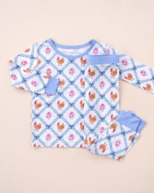 Chickens & Flowers Bamboo Two Piece Set