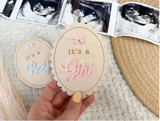 Baby Gender Reveal Wood Sign (Girl)