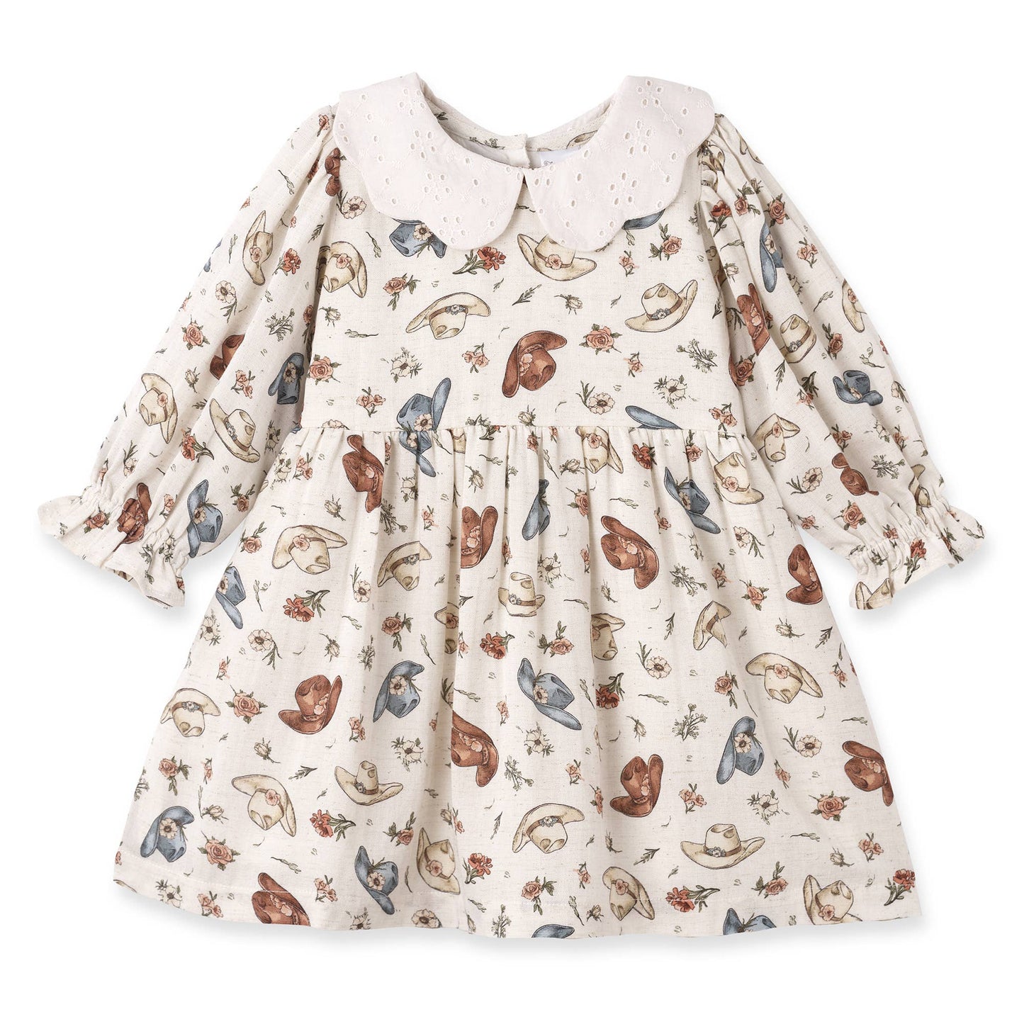 Larkspur Prairie Linen Western Dress With Eyelet Collar