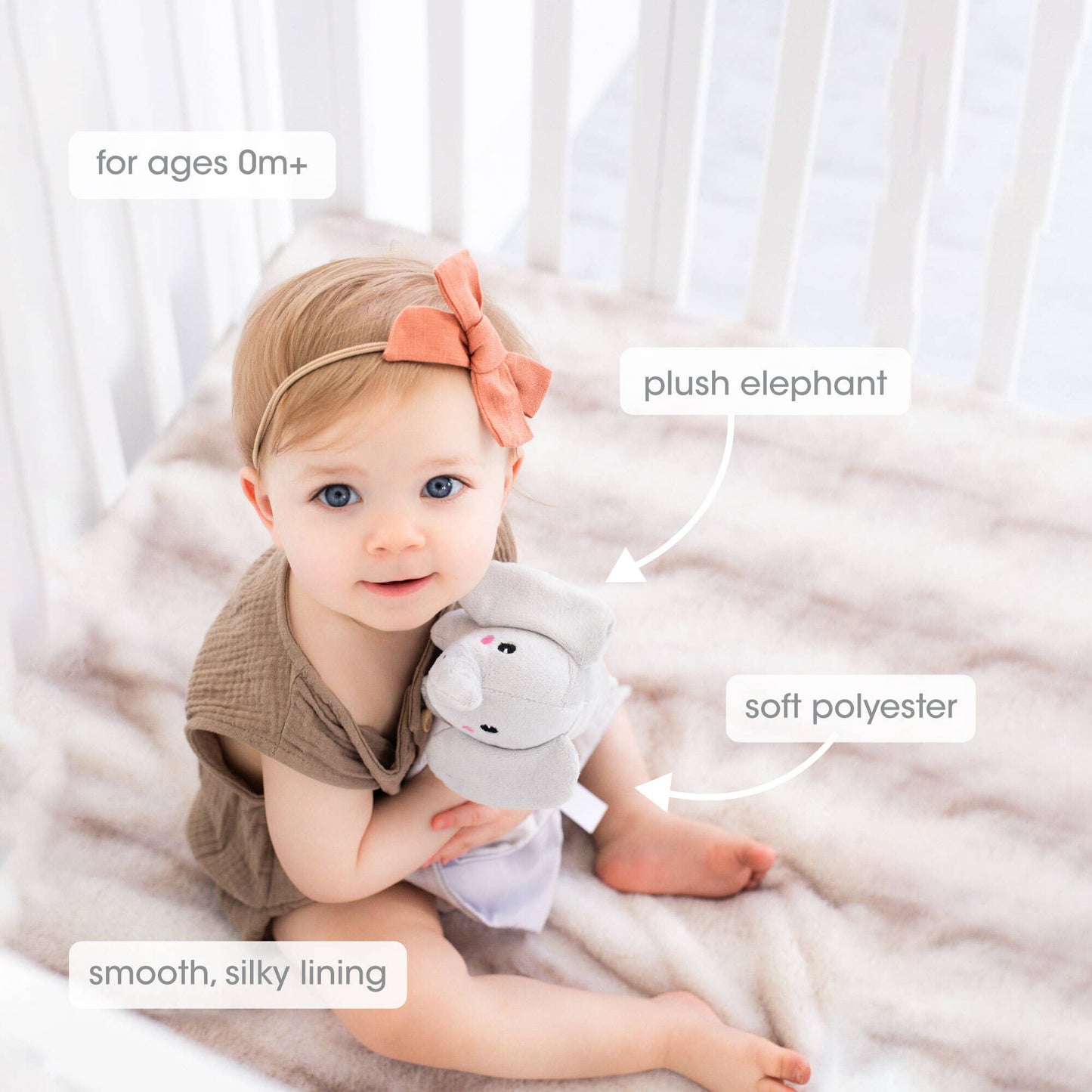 Elephant Baby Lovey Blanket, Gray