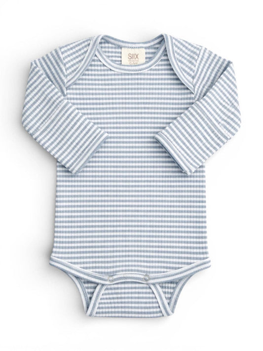 Dusty Blue Stripe / Ribbed Long Sleeve Bodysuit