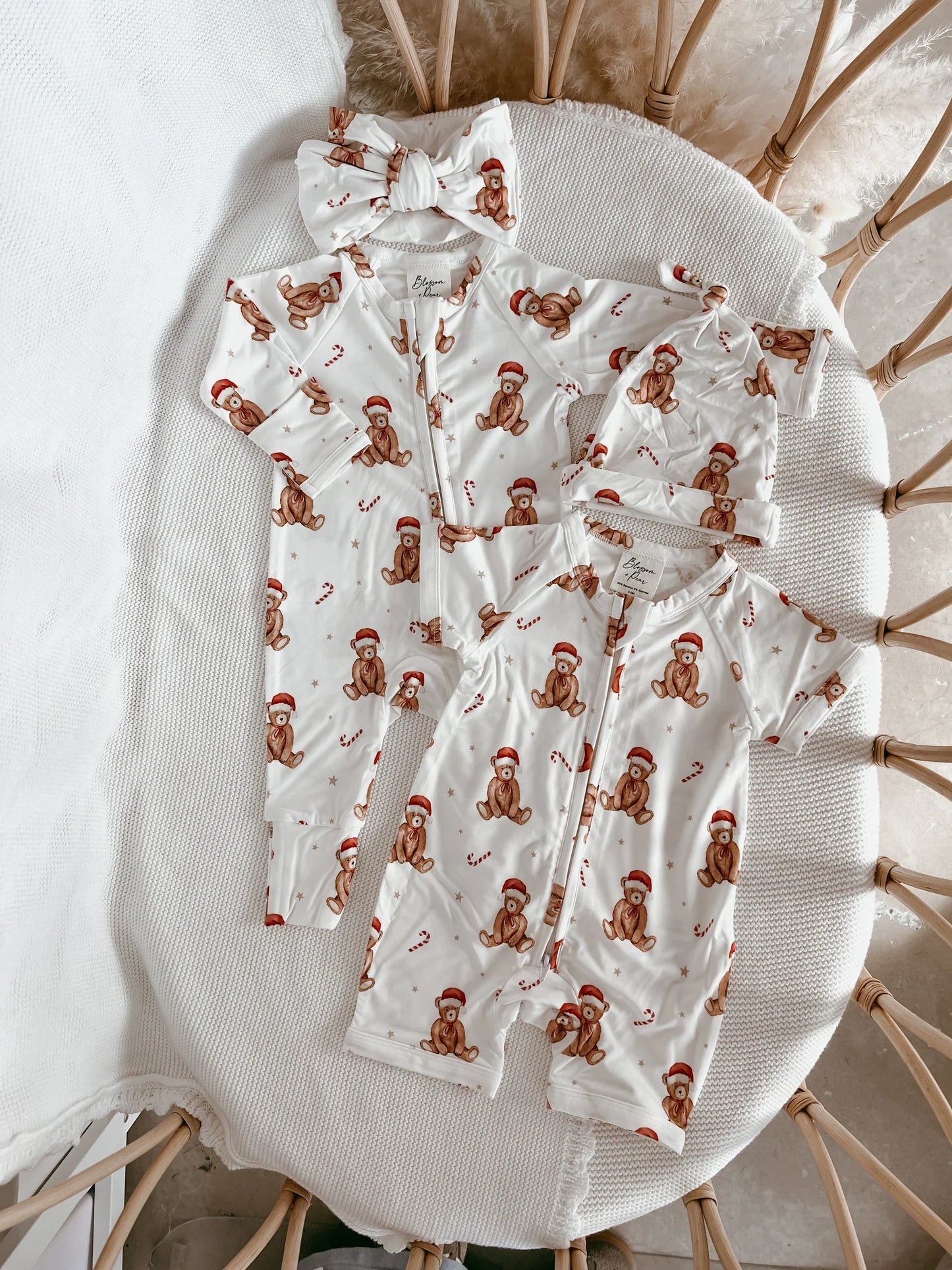 Holiday Bear Zip Romper
